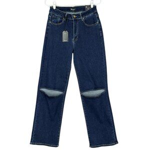 Vivi Vito Women's Stretch‎ Navy Denim Jeans Size 9 High Rise Straight Leg  NWT